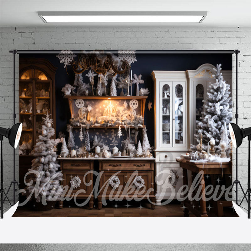 Lofaris Snowflake Pine Tree Cupboard Floor Christmas Backdrop