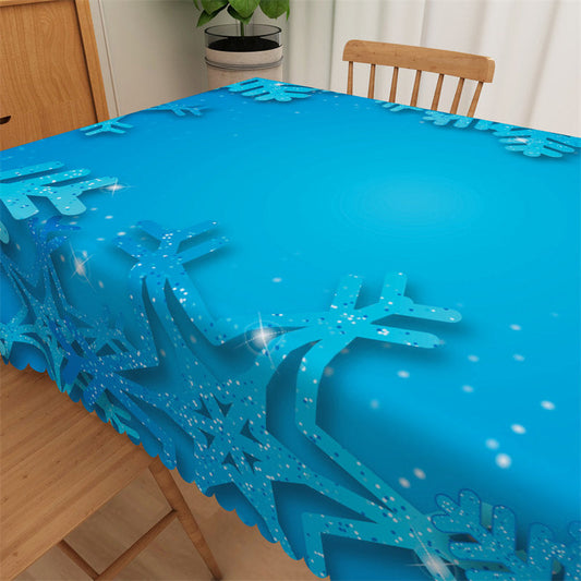 Lofaris Snowflake Royal Blue Washable Polyester Tablecloth