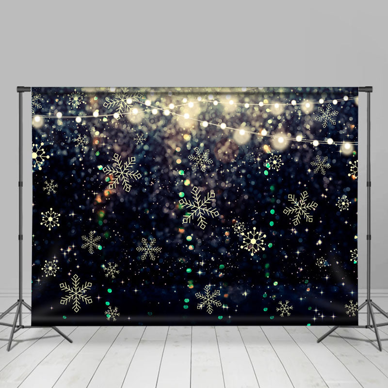 Lofaris Snowflake Sparkling Bokeh Black Backdrop For Winter