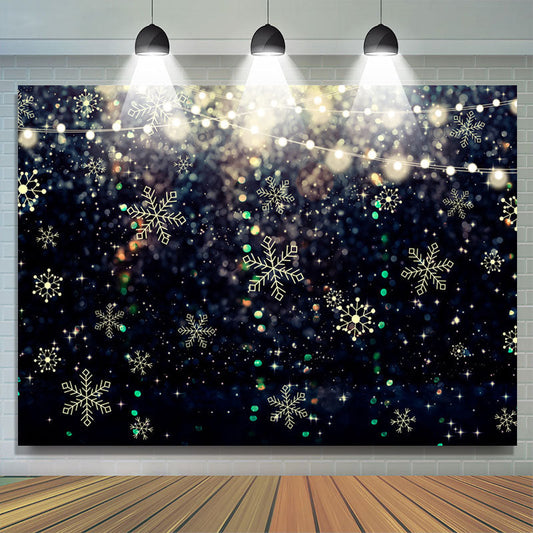 Lofaris Snowflake Sparkling Bokeh Black Backdrop For Winter