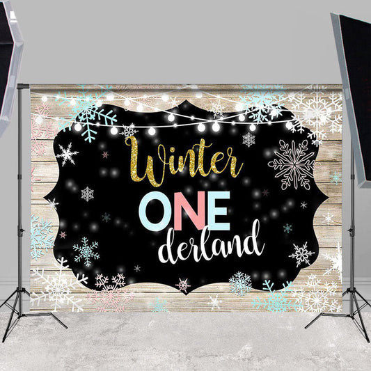 Lofaris Snowflake Winter Onederland Wooden Backdrop for Kids