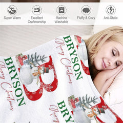 Lofaris Snowman Letter Repeat Custom Name Christmas Blanket