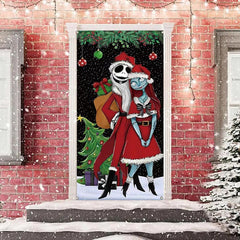 Lofaris Snowy Xmas Tree Nightmare Black Christmas Door Cover