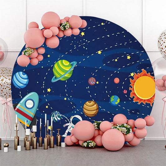 Lofaris Solar System Planet Astronaut Rocket Circle Backdrop