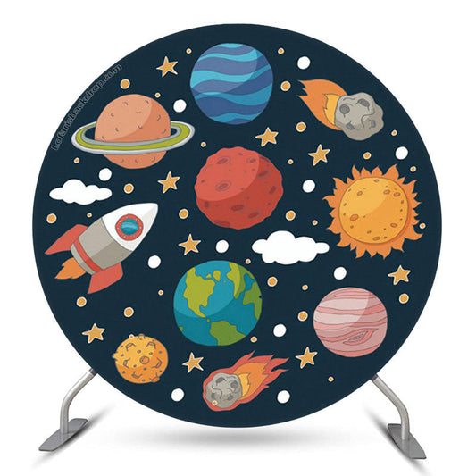 Lofaris Solar System Planet Space Birthday Round Backdrop