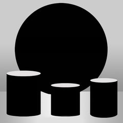 Lofaris Solid Black Round Backdrop Kit with Plinth Cover