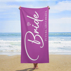 Lofaris Solid Color Custom Name Bride Beach Towel