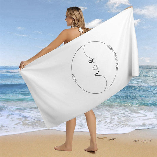 Lofaris Solid Color Custom Name Couple Beach Towel for Summer