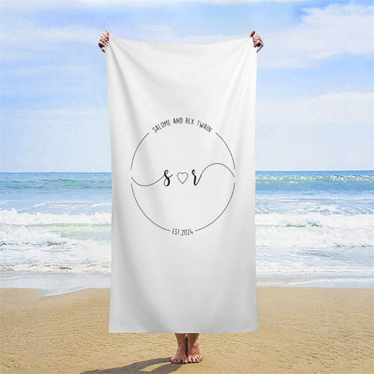 Lofaris Solid Color Custom Name Couple Beach Towel for Summer