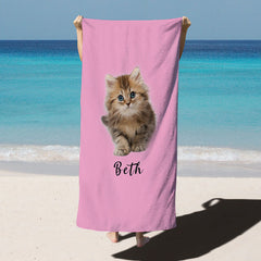 Lofaris Solid Color Custom Photo Pet Beach Towel