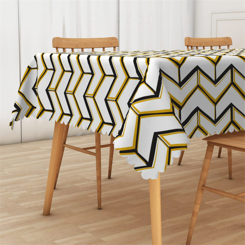 Lofaris Solid Geometric Herringbone Rectangle Tablecloth