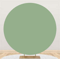 Lofaris Solid Light Green Simple Round Backdrop For Birthday
