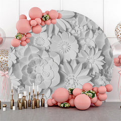 Lofaris Solid White Paper Flower Round Backdrop For Birthday