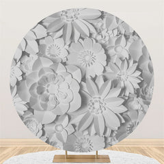 Lofaris Solid White Paper Flower Round Backdrop For Birthday