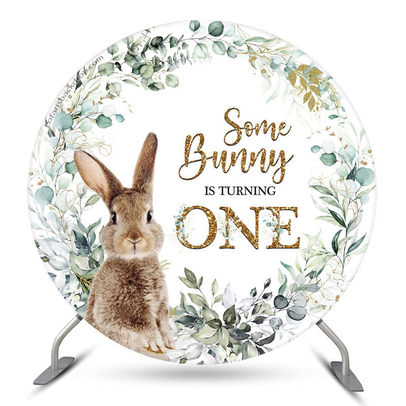 Lofaris Some Bunny Is Turning One Round Birthday Backdrop