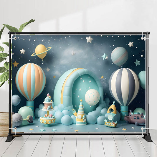 Lofaris Space Capsule Star Plant Balloons Birthday Backdrop