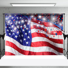 Lofaris Spark Blue Red White Flag Independence Day Backdrop