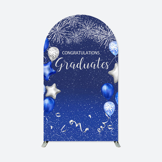 Lofaris Spark Blue Silver Balloons Graduation Arch Backdrop
