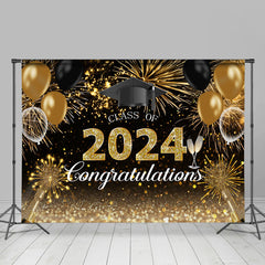 Lofaris Spark Gold Congrats Class Of 2024 Grad Party Backdrop