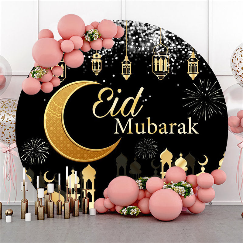 Lofaris Spark Gold Dome Black Circle Backrop For Eid Mubarak