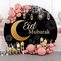 Lofaris Spark Gold Dome Black Circle Backrop For Eid Mubarak