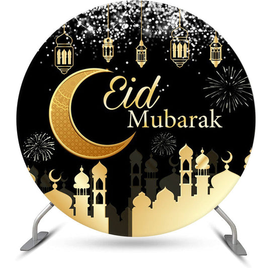 Lofaris Spark Gold Dome Black Circle Backrop For Eid Mubarak