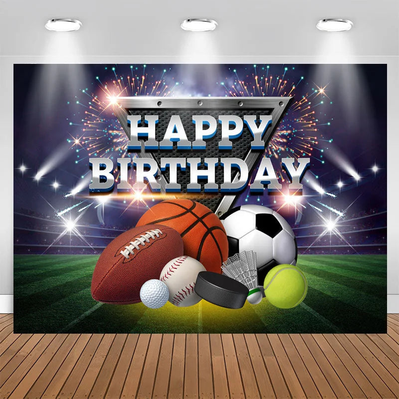 Lofaris Sparkle Arena Sports Happy Birthday Backdrop For Boy