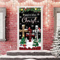 Lofaris Sparkle Cross Tree Black Night Christmas Door Cover