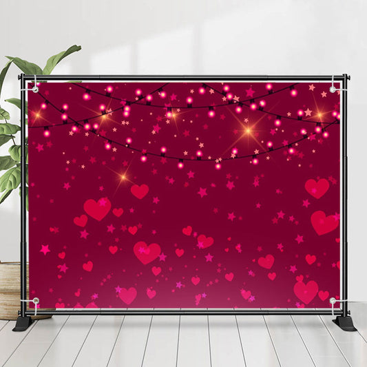 Lofaris Sparkle Light Red Heart Star Valentines Day Backdrop
