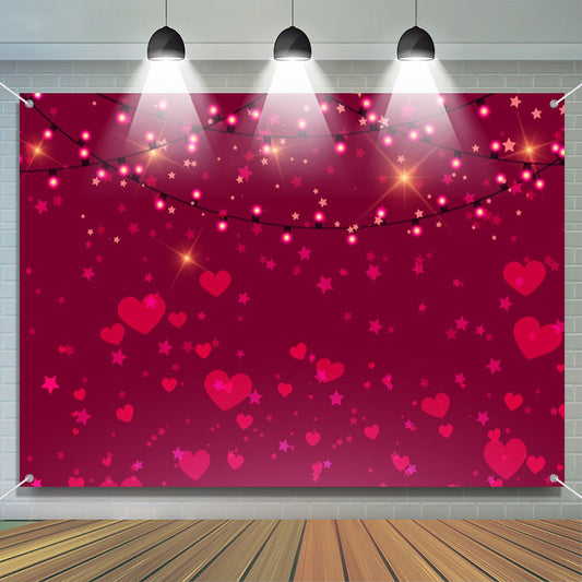 Lofaris Sparkle Light Red Heart Star Valentines Day Backdrop
