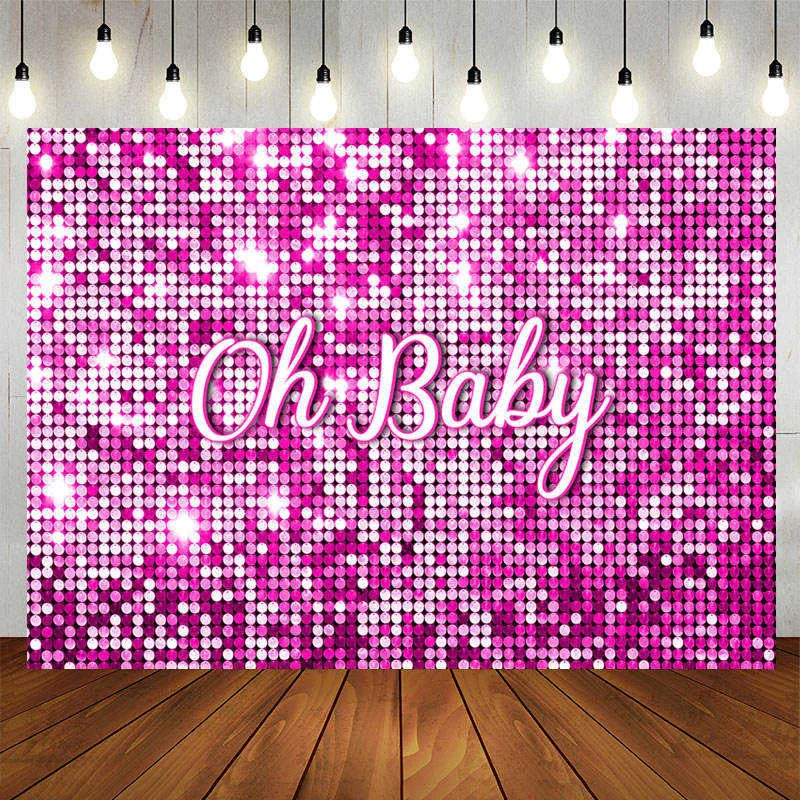 Lofaris Sparkle Pink Sequin Girl Simple Baby Shower Backdrop