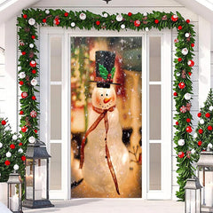 Lofaris Sparkle Snowman Bokeh Merry Christmas Door Cover