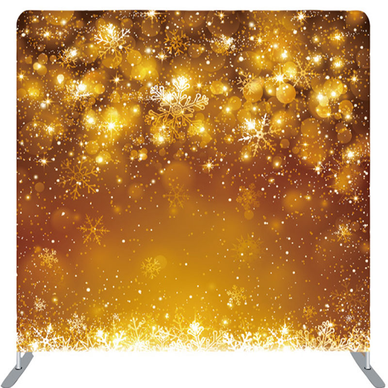 Lofaris Sparkling Golden Snowflake Bokeh Warm Winter Backdrop