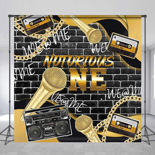 Lofaris Speaker Black Brick Wall Custom 1st Birthday Backdrop