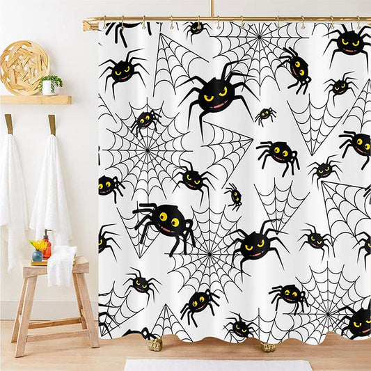 Lofaris Spider Web Pattern White Bathroom Shower Curtain