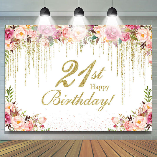 Lofaris Splashed Flower 21st Birthday Backdrop For Women