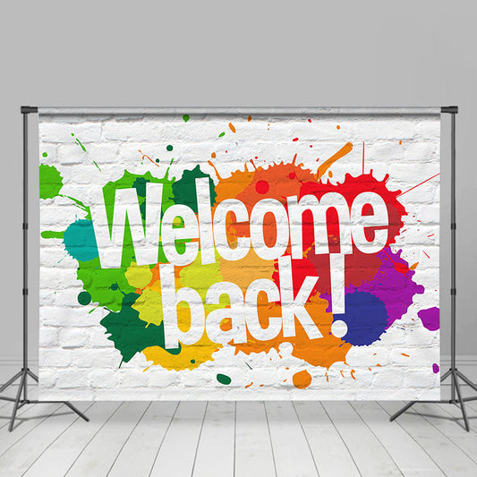 Lofaris Splashing Graffiti Brick Wall Welcome Back Backdrop