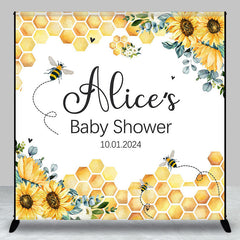 Lofaris Spring Bee Custom Name Baby Shower Backdrop