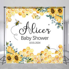 Lofaris Spring Bee Custom Name Baby Shower Backdrop