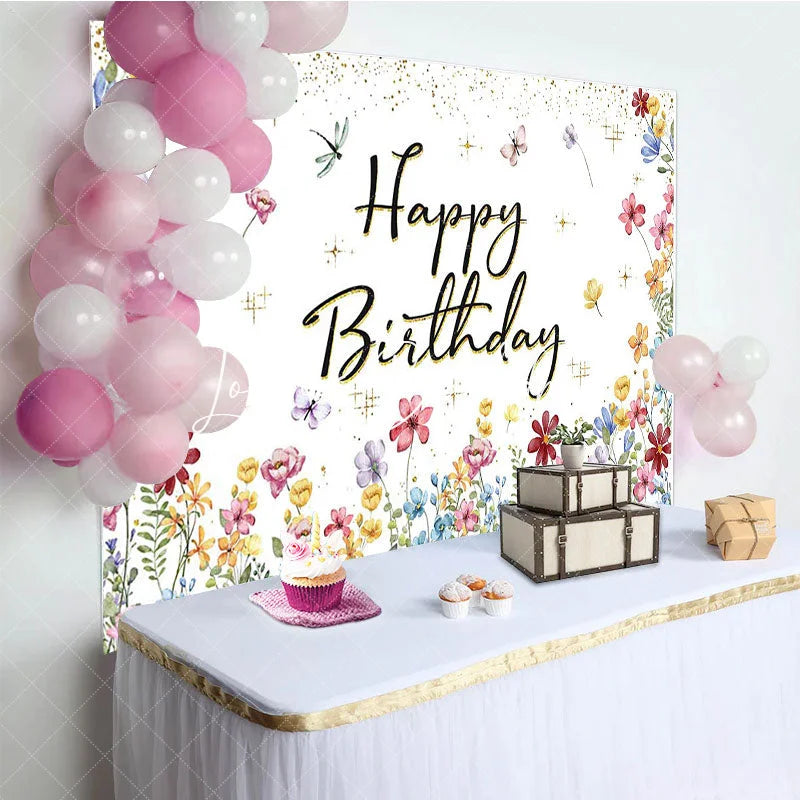 Lofaris Spring Colorful Floral Backdrop For Birthday Party