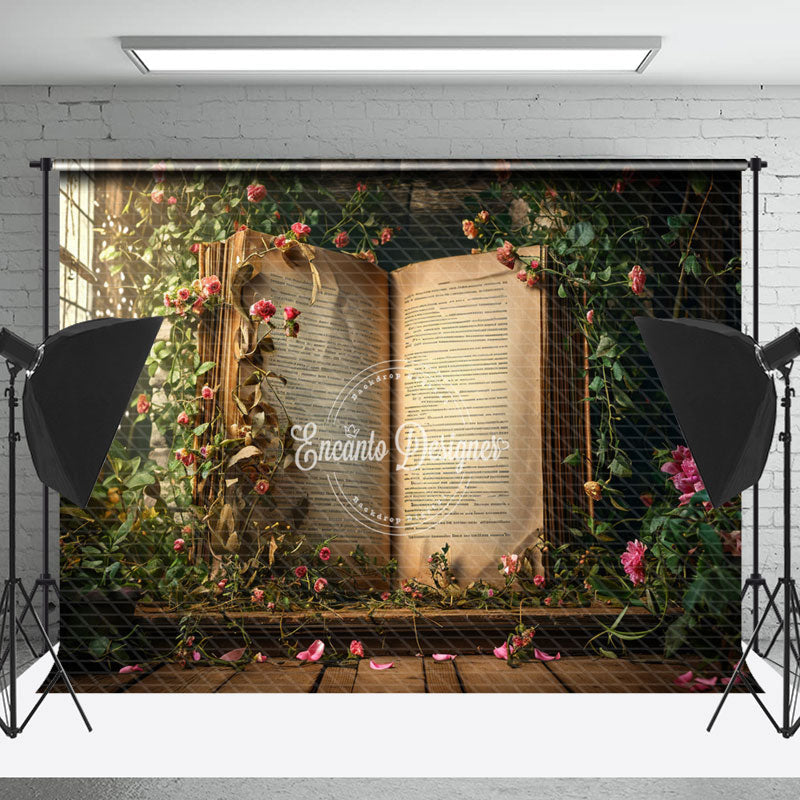 Lofaris Spring Fantasy Window Flowers Book Photo Backdrop