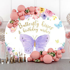 Lofaris Spring Floral Butterfly Round Backdrop For Birthday
