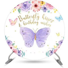 Lofaris Spring Floral Butterfly Round Backdrop For Birthday