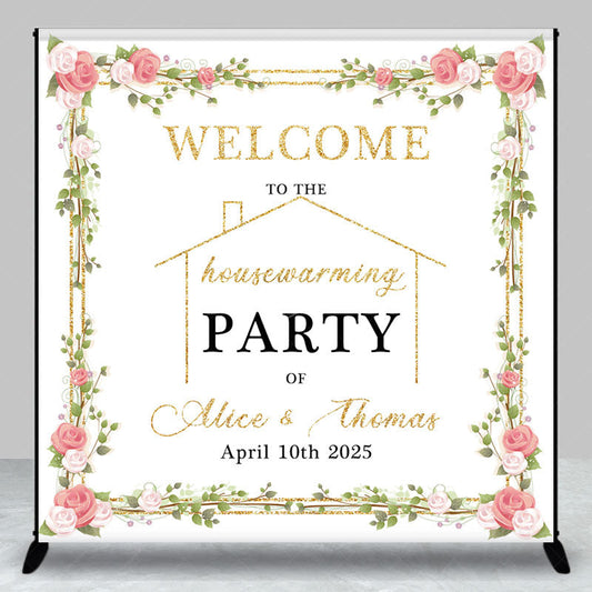 Lofaris Spring Floral Custom Name Housewarming Party Bakdrop