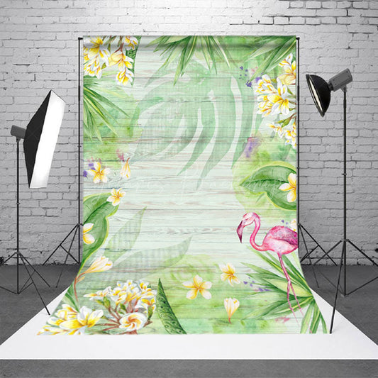 Lofaris Spring Floral Monstera Wooden Wall Photo Backdrop