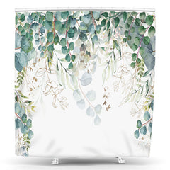 Lofaris Spring Green Leaves White Shower Curtain For Bathroom