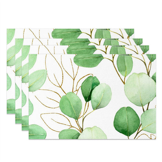 Lofaris Spring Plant Leaves Green White Set Of 4 Placemats