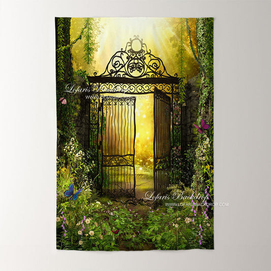 Lofaris Spring Secret Iron Garden Gateway Photo Backdrop