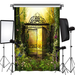 Lofaris Spring Secret Iron Garden Gateway Photo Backdrop