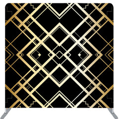 Lofaris Square Golden Special Lines Black Fabric Backdrop
